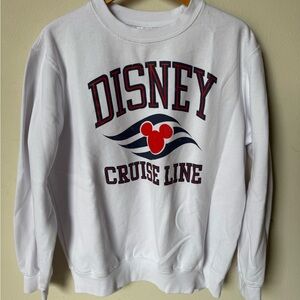 Disney White Crewneck Sweatshirt w/Navy Cruise Line Logo and Classic Red Mickey